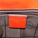CELINE Shoulder Bag Canvas Orange Silver Auth sw1304-8