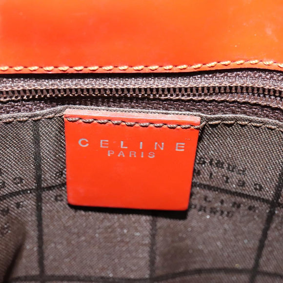 CELINE Shoulder Bag Canvas Orange Silver Auth sw1304