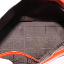 CELINE Shoulder Bag Canvas Orange Silver Auth sw1304-9