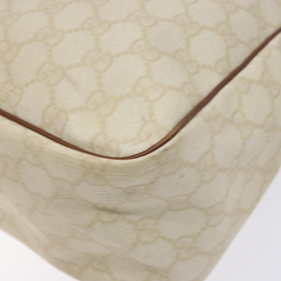 GUCCI GG Supreme Hand Bag PVC White Gold 189898 Auth sw1305