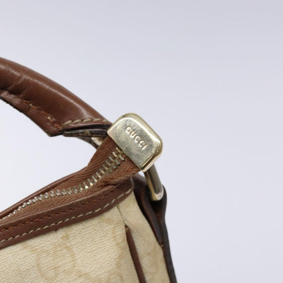 GUCCI GG Supreme Hand Bag PVC White Gold 189898 Auth sw1305