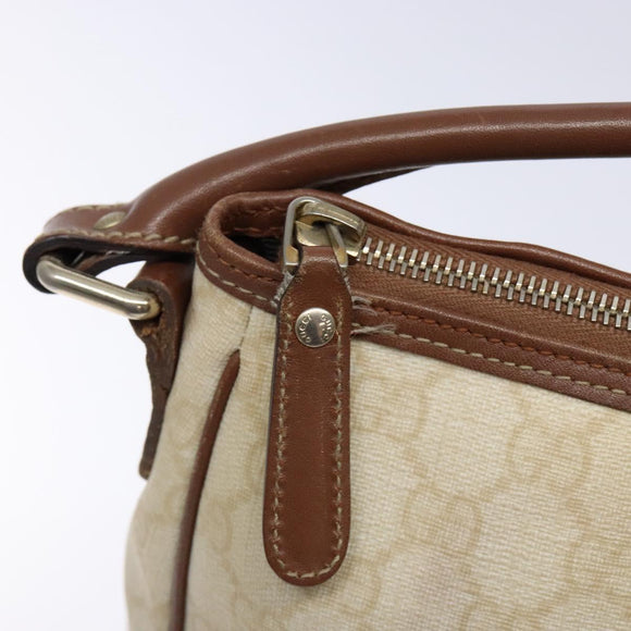 GUCCI GG Supreme Hand Bag PVC White Gold 189898 Auth sw1305