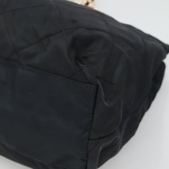 PRADA Ketten-Umhängetasche Nylon Marineblau Gold Auth sw1307