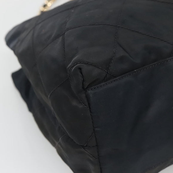 PRADA Chain Shoulder Bag Nylon Navy Gold Auth sw1307