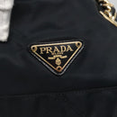 PRADA Chain Shoulder Bag Nylon Navy Gold Auth sw1307-17