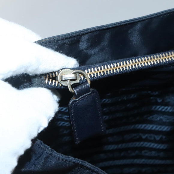 PRADA Ketten-Umhängetasche Nylon Marineblau Gold Auth sw1307