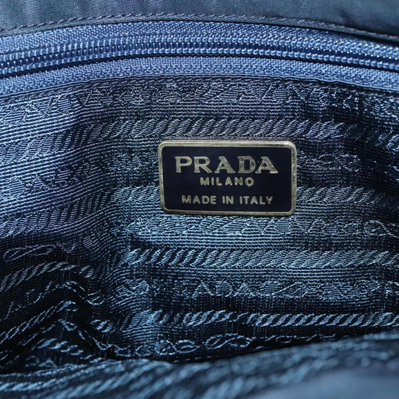 PRADA Ketten-Umhängetasche Nylon Marineblau Gold Auth sw1307