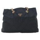 PRADA Chain Shoulder Bag Nylon Navy Gold Auth sw1307-13