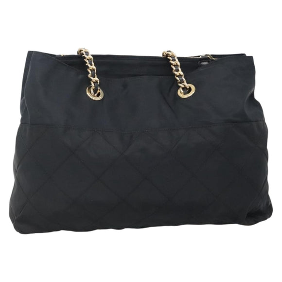 PRADA Ketten-Umhängetasche Nylon Marineblau Gold Auth sw1307