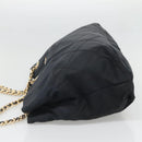 PRADA Chain Shoulder Bag Nylon Navy Gold Auth sw1307-4