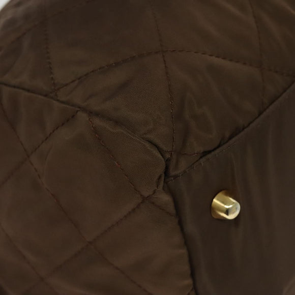 PRADA Boston Bag Nylon Brown Gold Auth sw1308