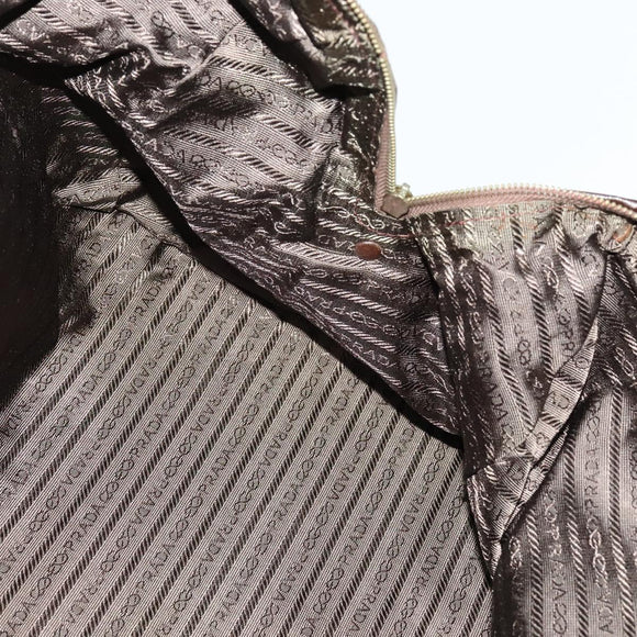 PRADA Boston Bag Nylon Brown Gold Auth sw1308