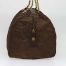 PRADA Boston Bag Nylon Brown Gold Auth sw1308-3