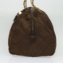 PRADA Boston Bag Nylon Brown Gold Auth sw1308-4
