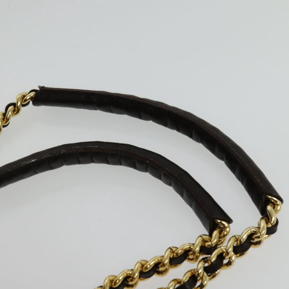 PRADA Boston Bag Nylon Brown Gold Auth sw1308