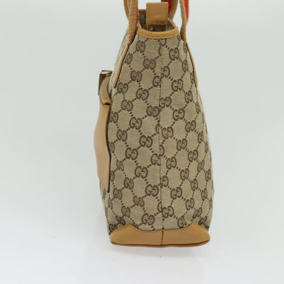 GUCCI GG Canvas Sherry Line Tote Bag Beige Silver 019 0402 1705 Auth sw1310