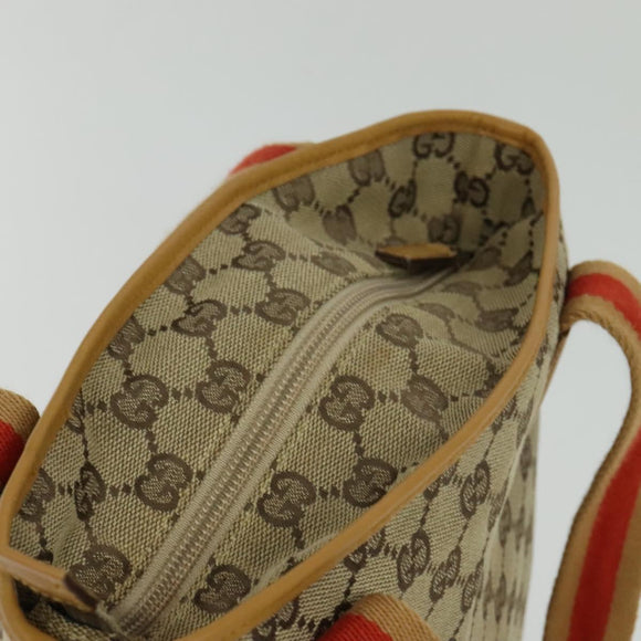 GUCCI GG Canvas Sherry Line Tote Bag Beige Silver 019 0402 1705 Auth sw1310