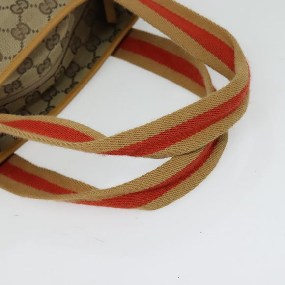 GUCCI GG Canvas Sherry Line Tote Bag Beige Silver 019 0402 1705 Auth sw1310