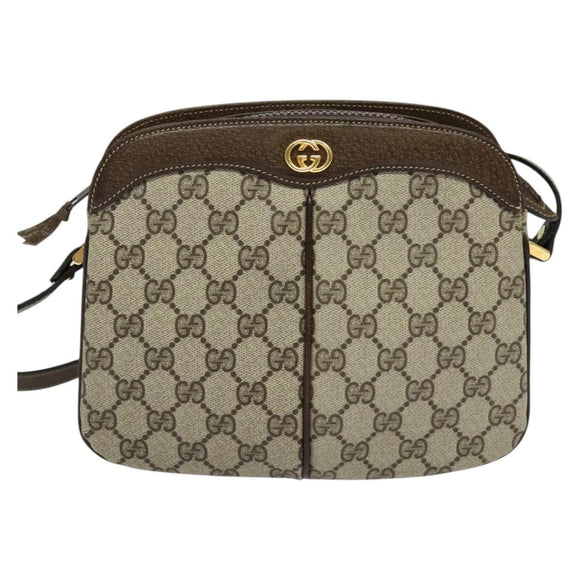 GUCCI GG Supreme Shoulder Bag PVC Beige Gold 33 01 4092 Auth sw1311