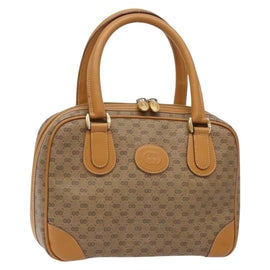GUCCI Micro GG Supreme Hand Bag PVC Beige Gold Auth sw1312
