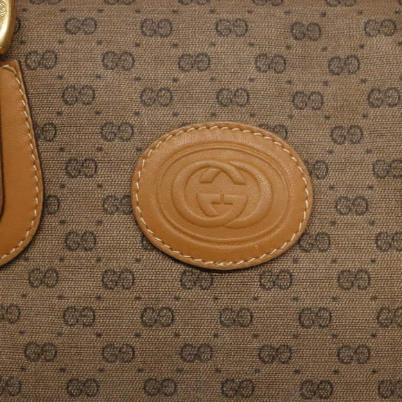 GUCCI Micro GG Supreme Hand Bag PVC Beige Gold Auth sw1312