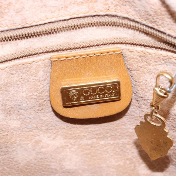 GUCCI Micro GG Supreme Hand Bag PVC Beige Gold Auth sw1312