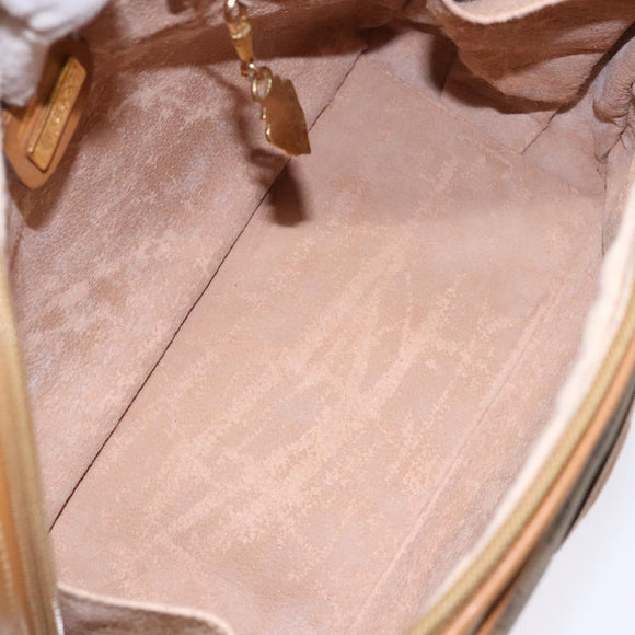 GUCCI Micro GG Supreme Hand Bag PVC Beige Gold Auth sw1312