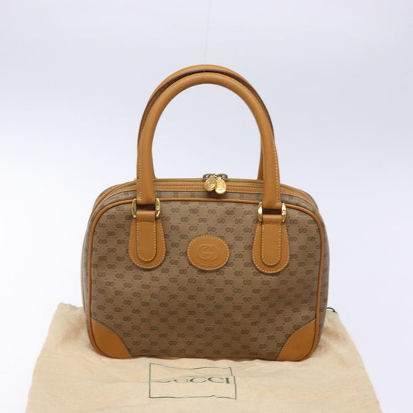 GUCCI Micro GG Supreme Hand Bag PVC Beige Gold Auth sw1312