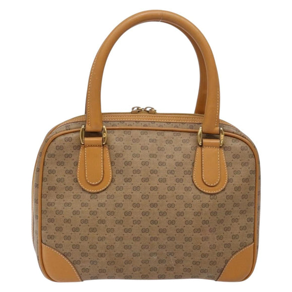 GUCCI Micro GG Supreme Hand Bag PVC Beige Gold Auth sw1312