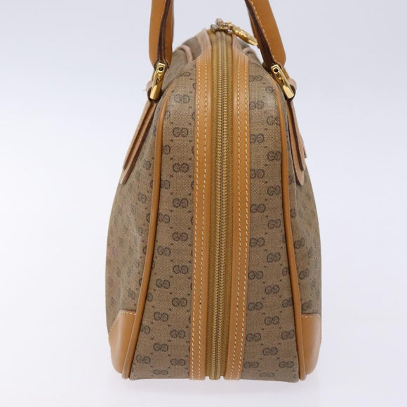 GUCCI Micro GG Supreme Hand Bag PVC Beige Gold Auth sw1312