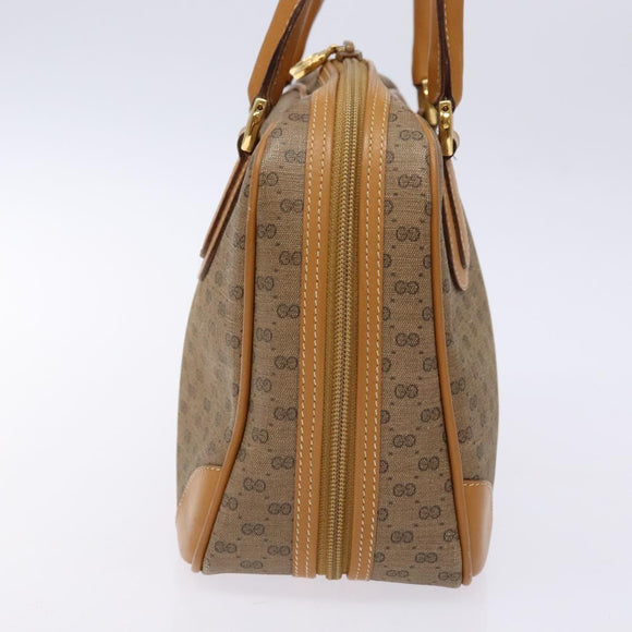 GUCCI Micro GG Supreme Hand Bag PVC Beige Gold Auth sw1312