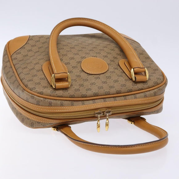 GUCCI Micro GG Supreme Hand Bag PVC Beige Gold Auth sw1312