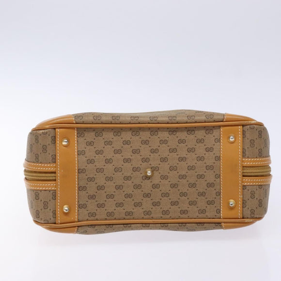 GUCCI Micro GG Supreme Hand Bag PVC Beige Gold Auth sw1312