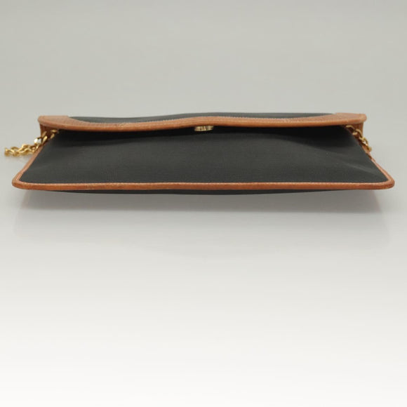 Christian Dior Chain Shoulder Bag PVC Canvas Black Auth sw1313