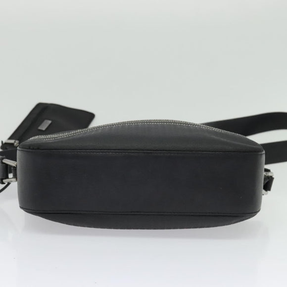 LOEWE Anagram Shoulder Bag Leather Black Silver Auth sw1314