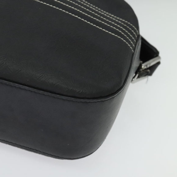 LOEWE Anagram Shoulder Bag Leather Black Silver Auth sw1314