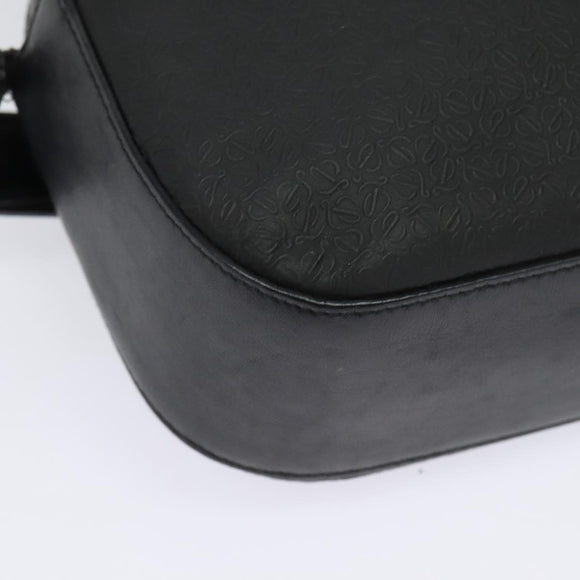 LOEWE Anagram Shoulder Bag Leather Black Silver Auth sw1314