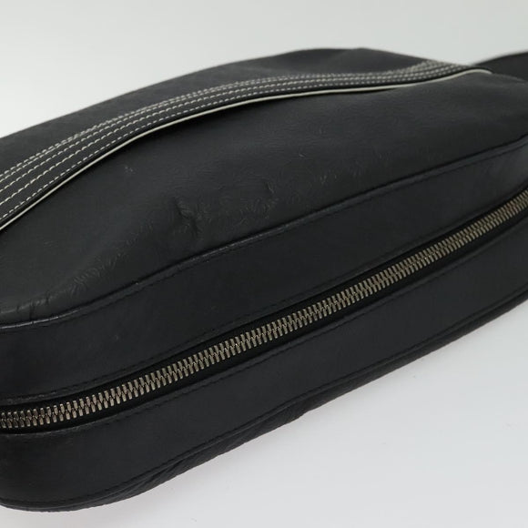 LOEWE Anagram Shoulder Bag Leather Black Silver Auth sw1314