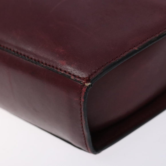 CELINE Shoulder Bag Leather Bordeaux Gold Auth sw1315