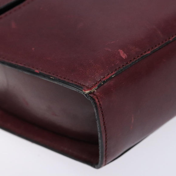 CELINE Shoulder Bag Leather Bordeaux Gold Auth sw1315