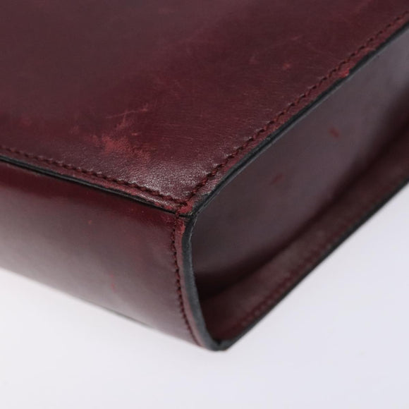 CELINE Shoulder Bag Leather Bordeaux Gold Auth sw1315