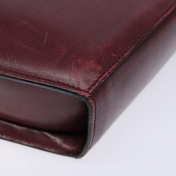 CELINE Shoulder Bag Leather Bordeaux Gold Auth sw1315