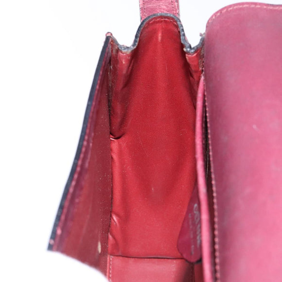 CELINE Shoulder Bag Leather Bordeaux Gold Auth sw1315