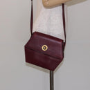 CELINE Shoulder Bag Leather Bordeaux Gold Auth sw1315-24