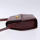 CELINE Shoulder Bag Leather Bordeaux Gold Auth sw1315-5