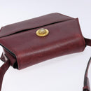 CELINE Shoulder Bag Leather Bordeaux Gold Auth sw1315-6