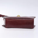 CELINE Shoulder Bag Leather Bordeaux Gold Auth sw1315-9