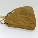 PRADA Chain Shoulder Bag Nylon Brown Silver Auth sw1316-4