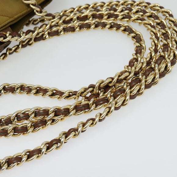 PRADA Chain Shoulder Bag Nylon Brown Silver Auth sw1316