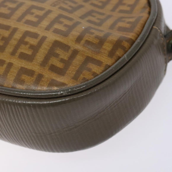 FENDI Zucchino Canvas Shoulder Bag PVC Brown Auth sw1321